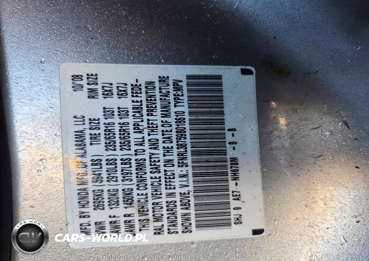 2009 Honda Odyssey Exl VIN:5FNRL38759B018610 - 13