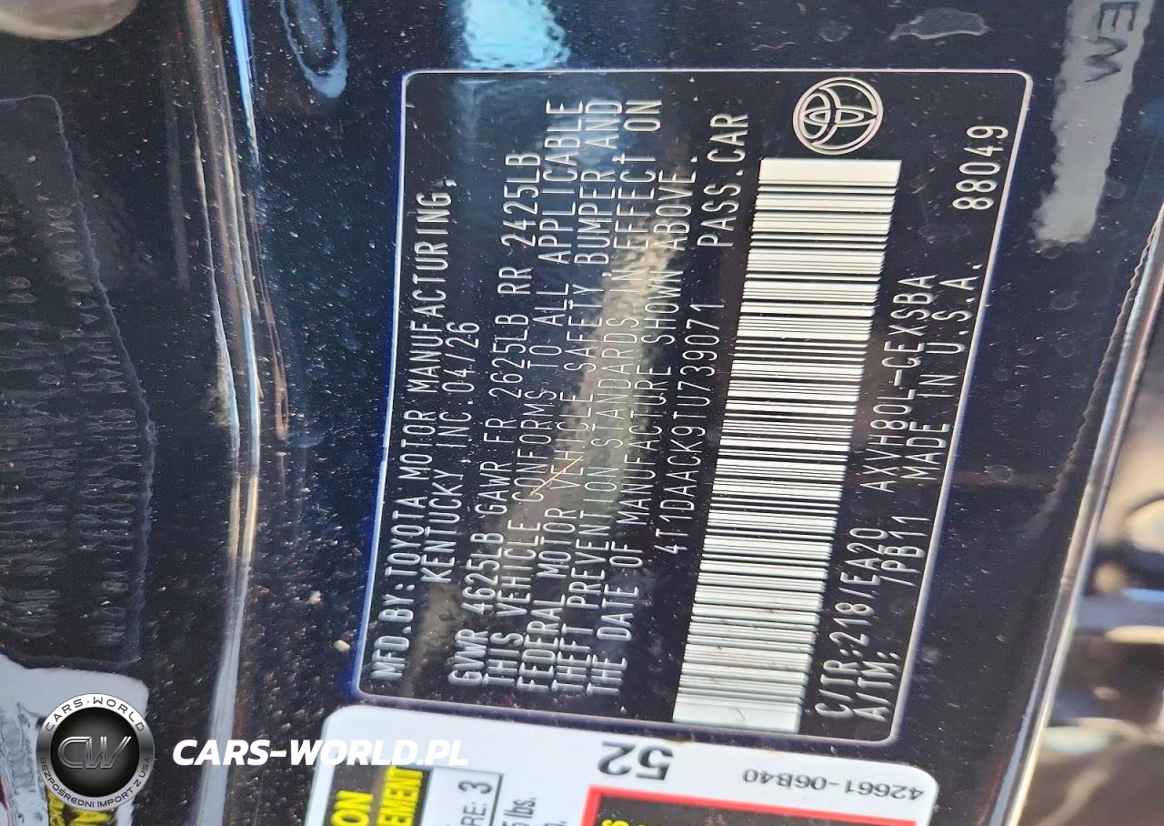 2026 Toyota Camry Se VIN:4T1DAACK9TU739071 - 12