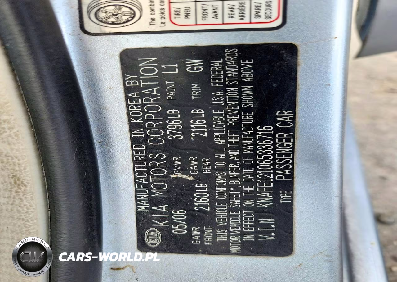 2006 Kia Spectra Ex VIN:KNAFE121065336716 - 13