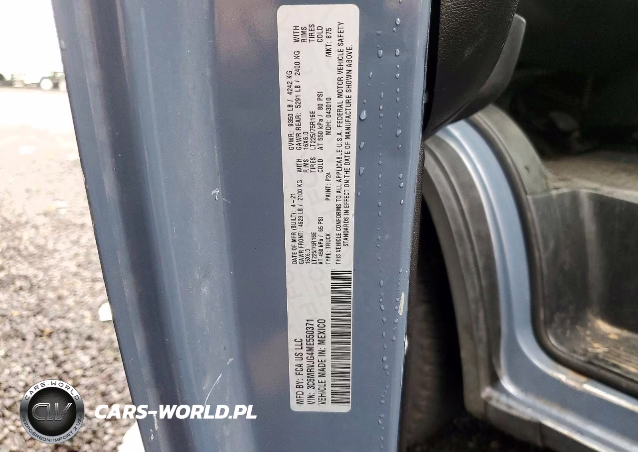 2021 Ram Promaster 3500 Delivery Van VIN:3C6MRVJG4ME550371 - 13