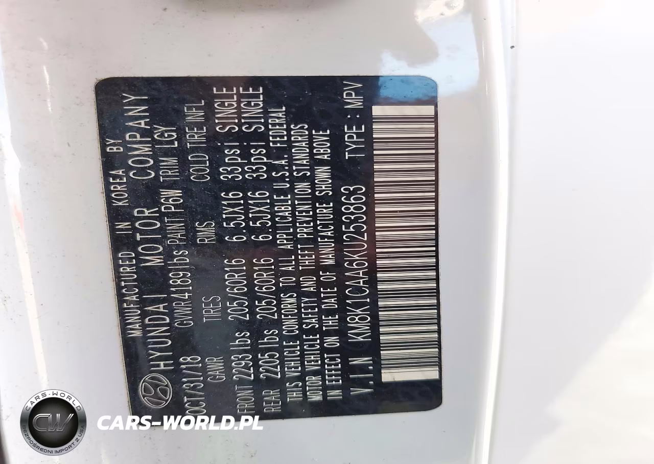2019 Hyundai Kona Se VIN:KM8K1CAA6KU253863 - 13