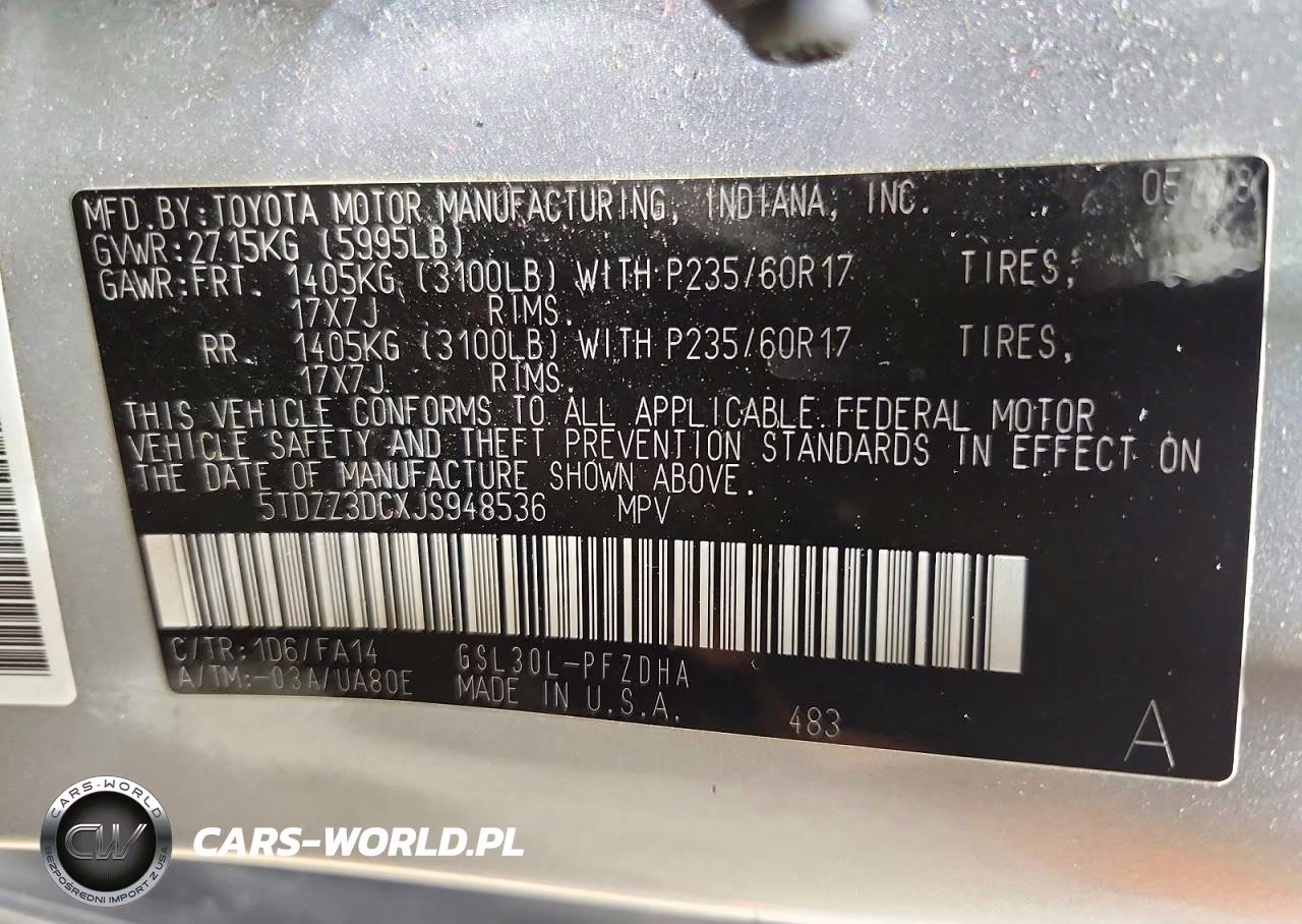 2018 Toyota Sienna L VIN:5TDZZ3DCXJS948536 - 13