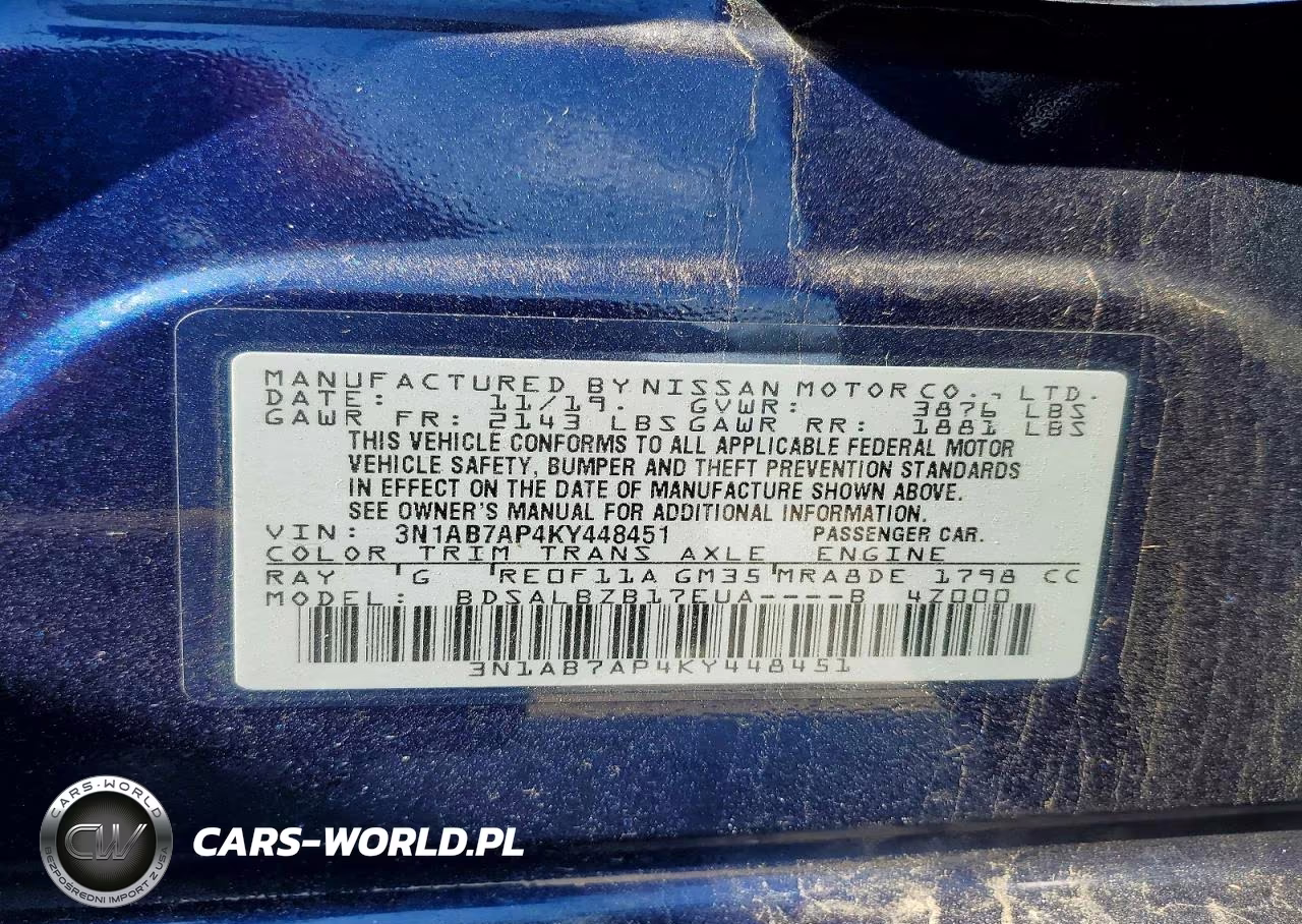 2019 Nissan Sentra S VIN:3N1AB7AP4KY448451 - 12