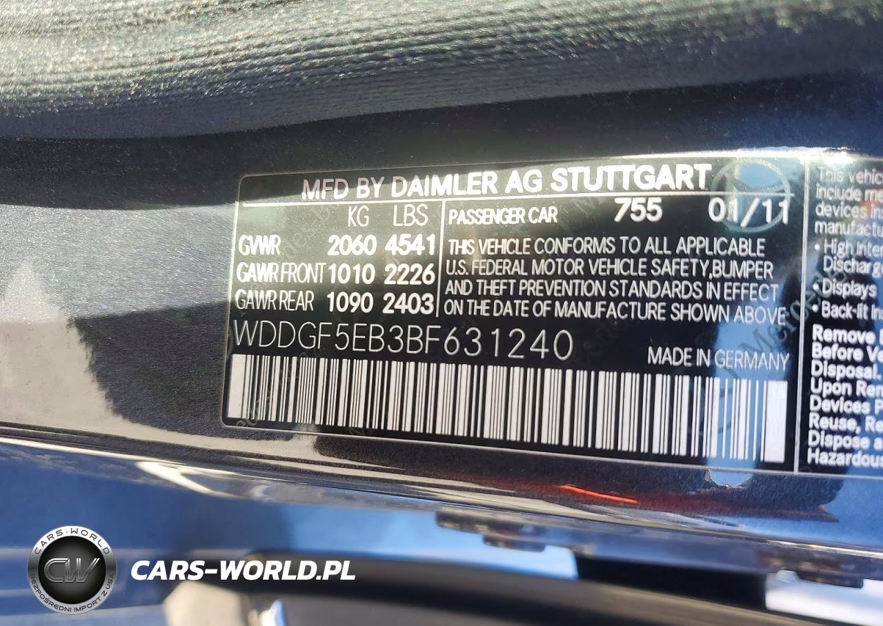 2011 Mercedes-Benz C 300 VIN:WDDGF5EB3BF631240 - 13