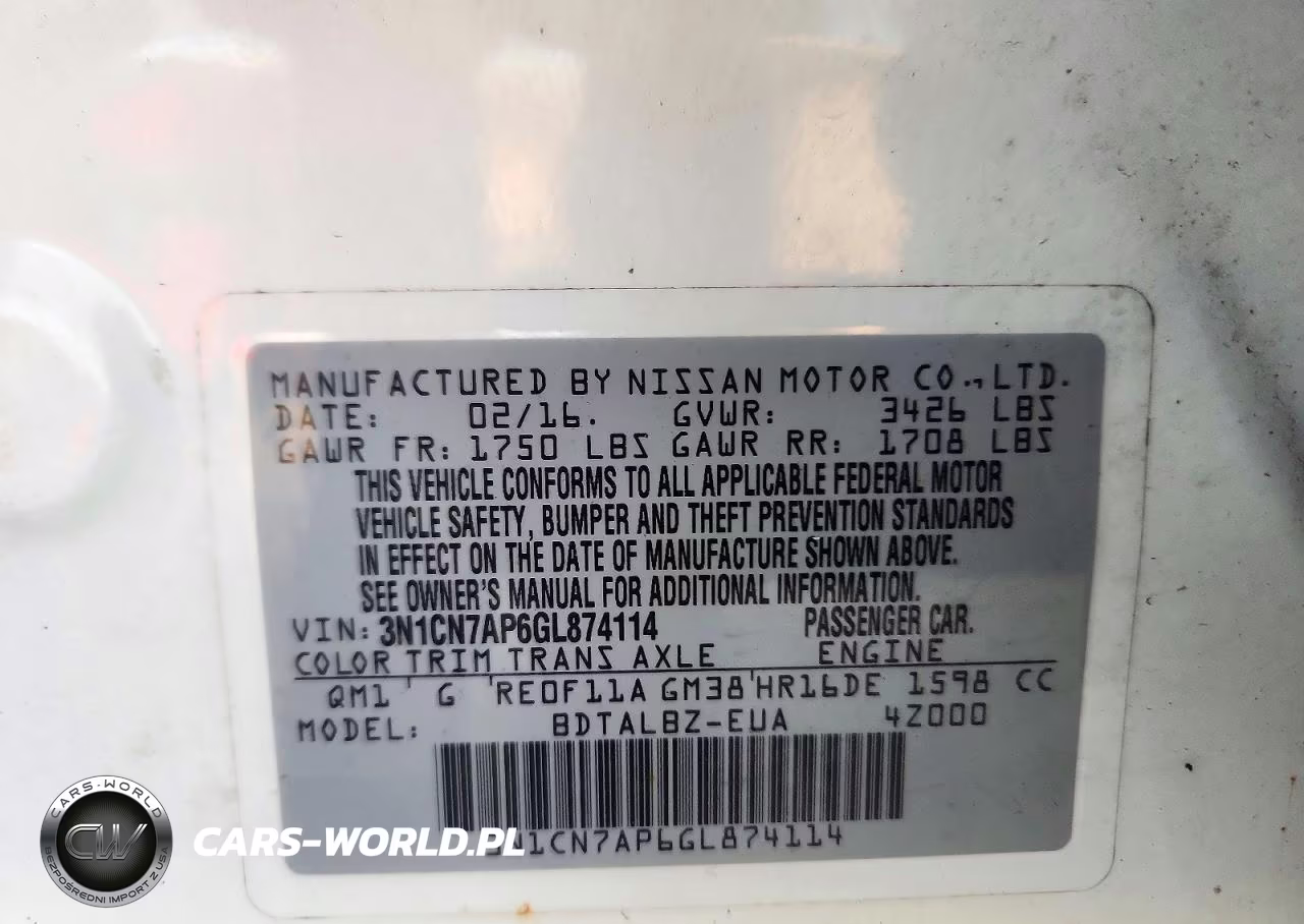 2016 Nissan Versa 1.6 Sv VIN:3N1CN7AP6GL874114 - 12