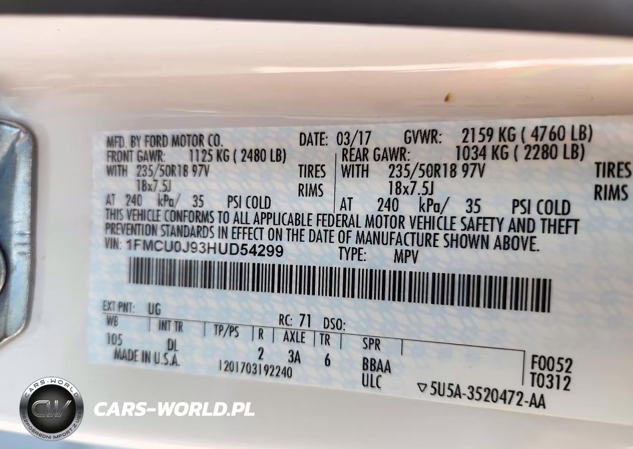 2017 Ford Escape Titanium VIN:1FMCU0J93HUD54299 - 13