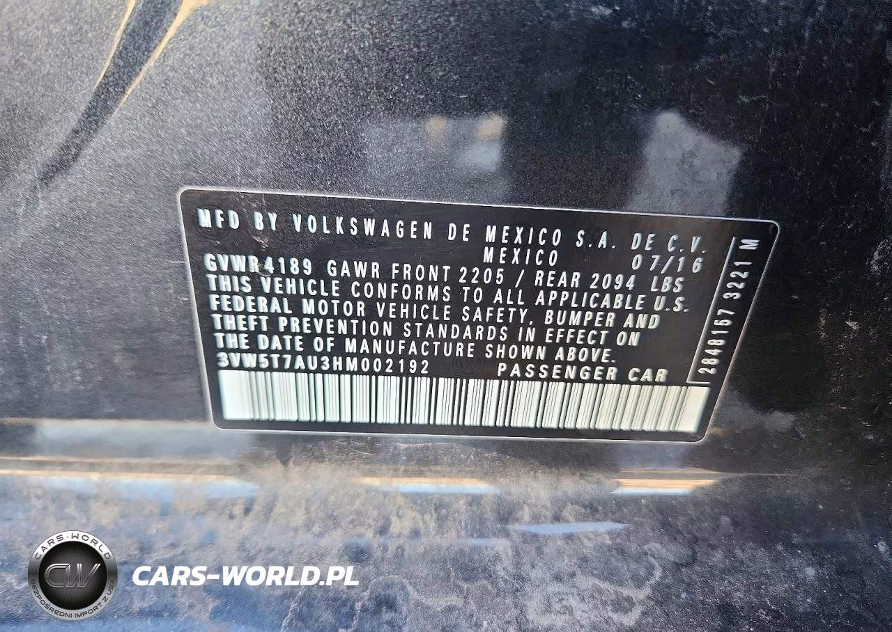 2017 Volkswagen Gti S VIN:3VW5T7AU3HM002192 - 12