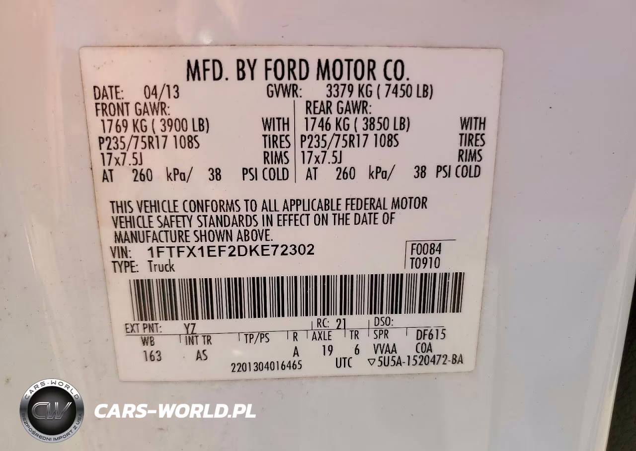 2013 Ford F150 Super Cab VIN:1FTFX1EF2DKE72302 - 12