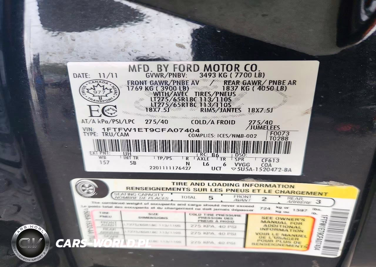 2012 Ford F150 Supercrew VIN:1FTFW1ET9CFA07404 - 12