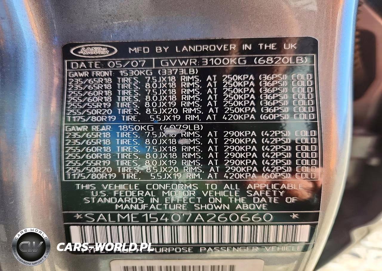 2007 Land Rover Range Rover Hse VIN:SALME15407A260660 - 12