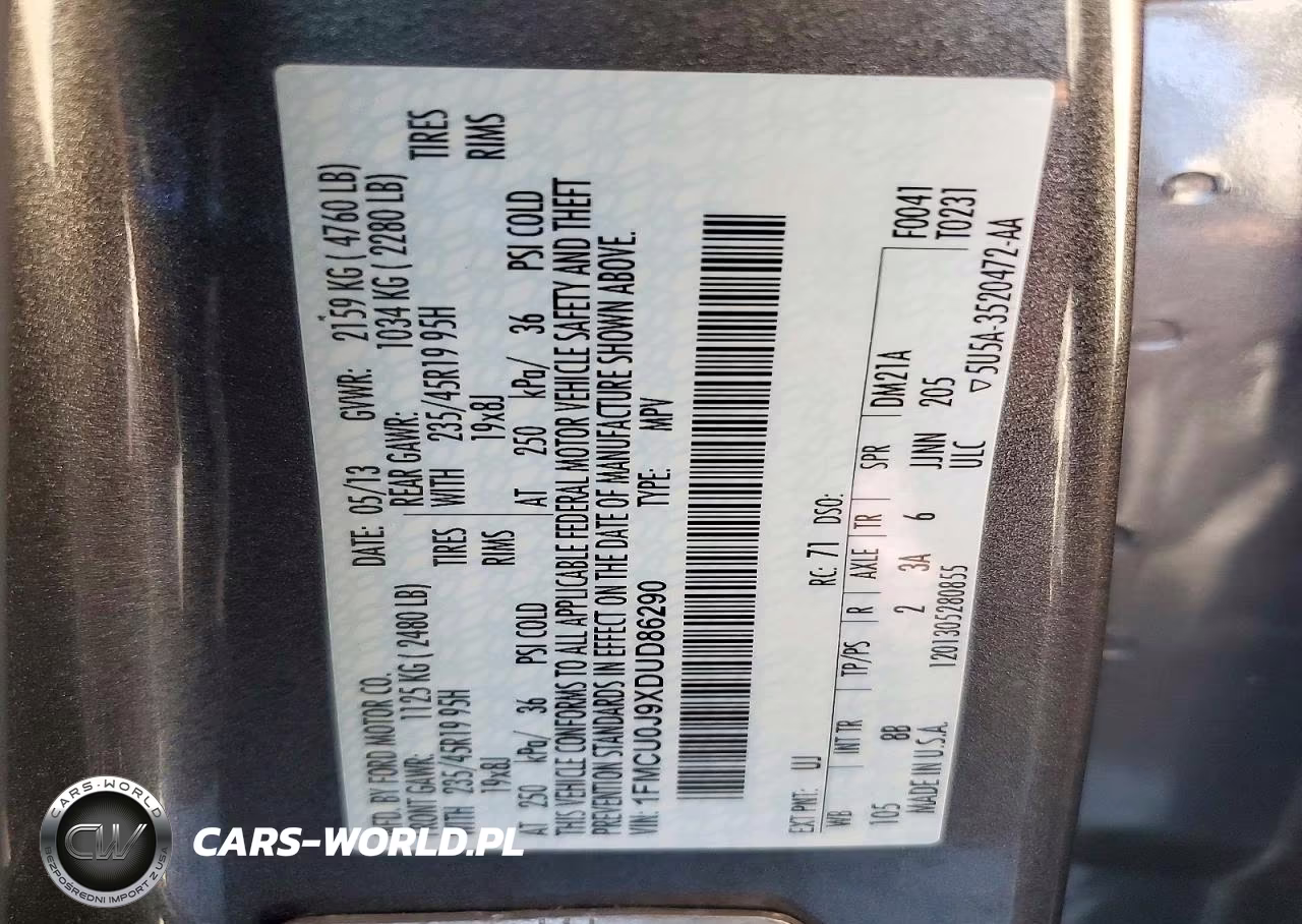 2013 Ford Escape Titanium VIN:1FMCU0J9XDUD86290 - 13