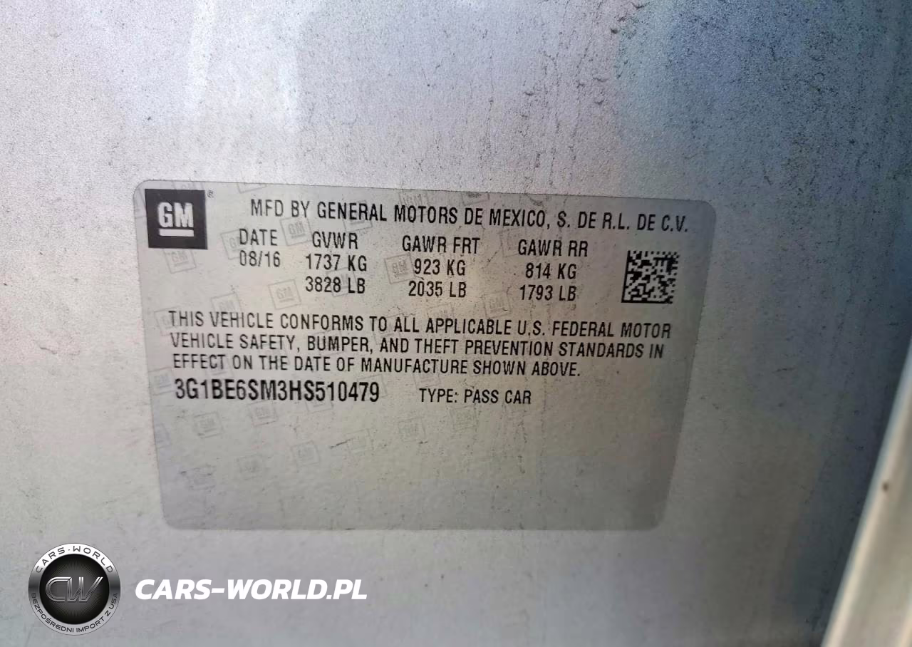 2017 Chevrolet Cruze Lt VIN:3G1BE6SM3HS510479 - 12