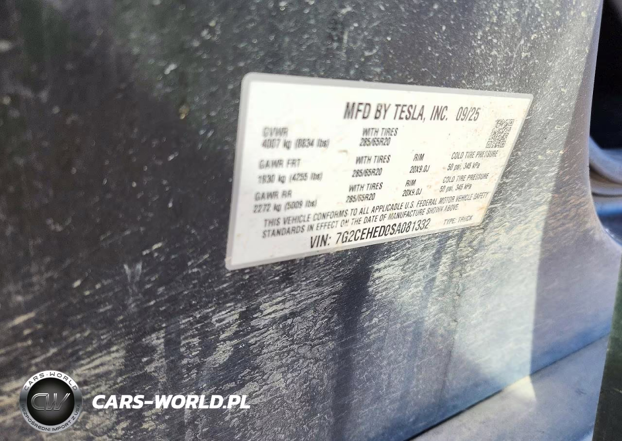 2025 Tesla Cybertruck All-Wheel Drive VIN:7G2CEHED0SA081332 - 12