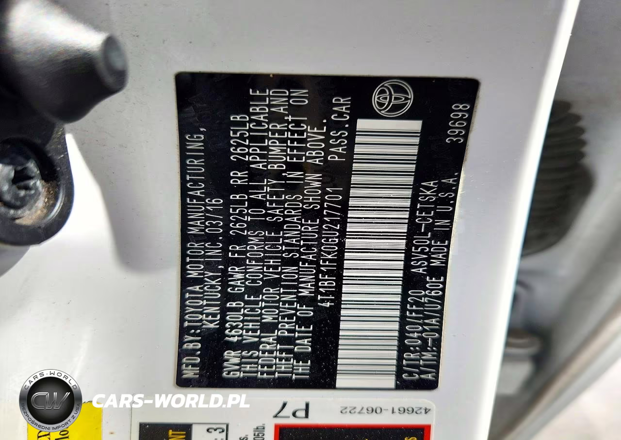 2016 Toyota Camry Se VIN:4T1BF1FK0GU217701 - 12