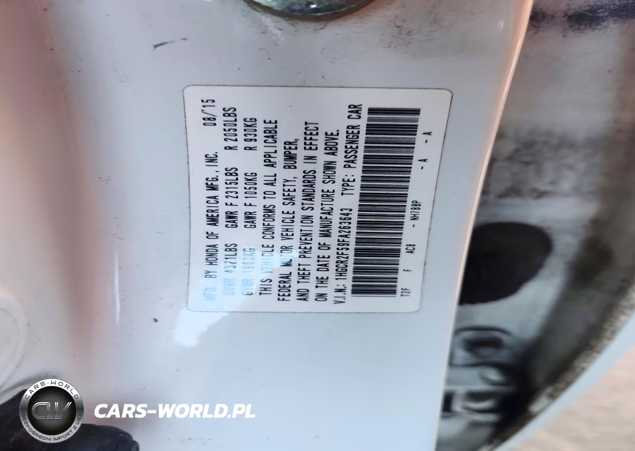 2015 Honda Accord Sport VIN:1HGCR2F59FA263643 - 12