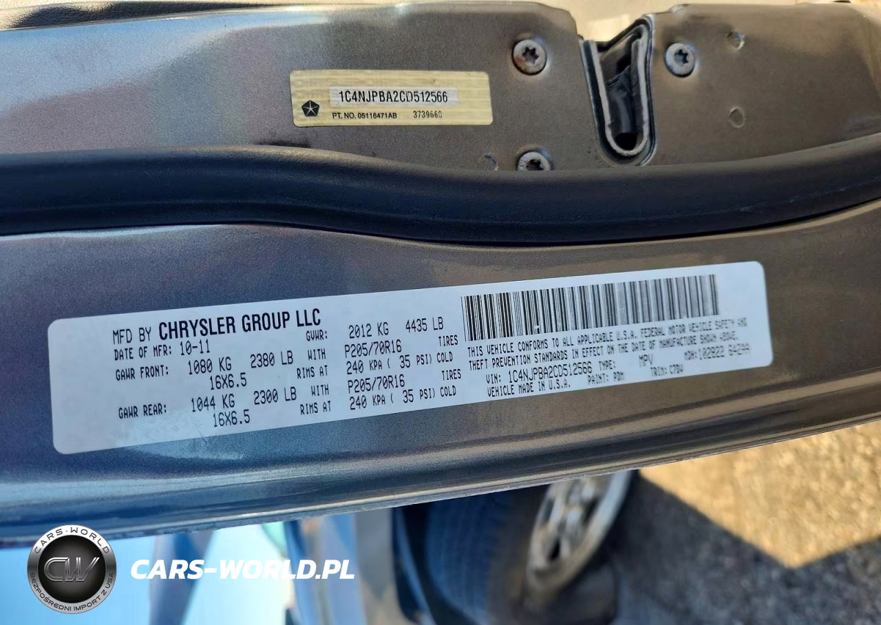 2012 Jeep Patriot Sport VIN:1C4NJPBA2CD512566 - 13