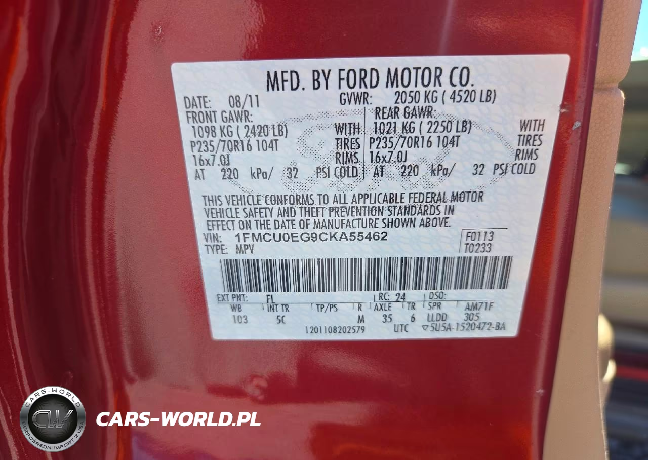 2012 Ford Escape Limited VIN:1FMCU0EG9CKA55462 - 13