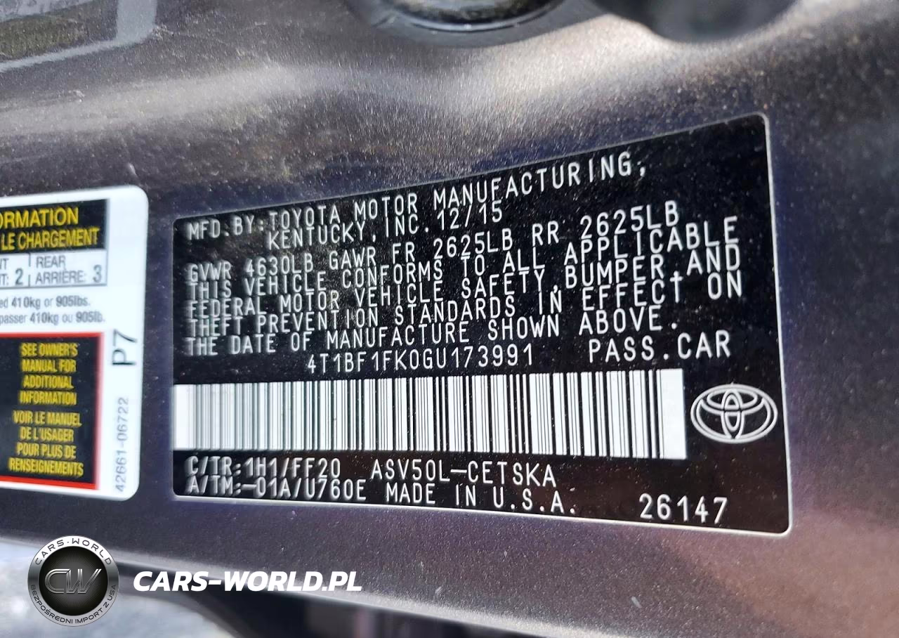 2016 Toyota Camry Se VIN:4T1BF1FK0GU173991 - 12