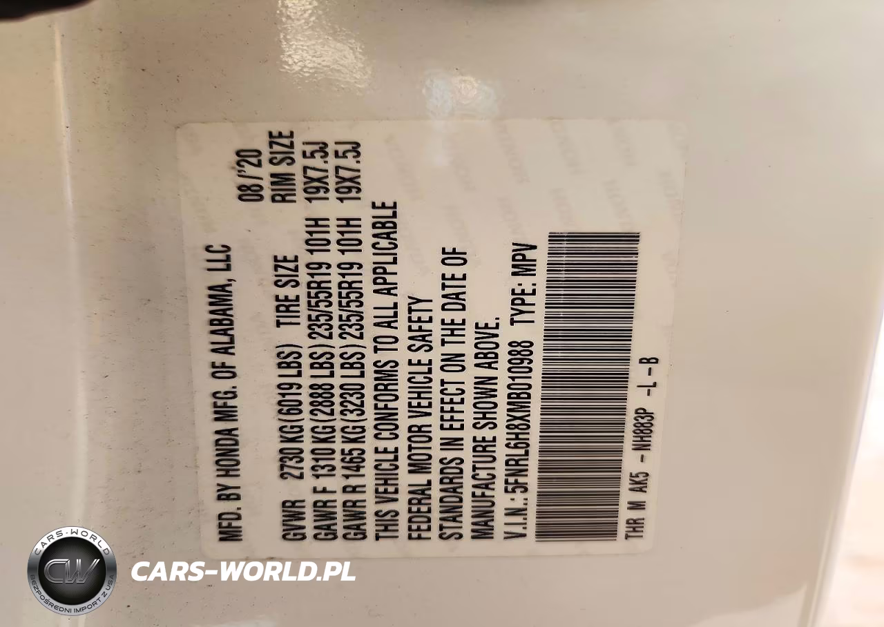 2021 Honda Odyssey Touring VIN:5FNRL6H8XMB010988 - 13