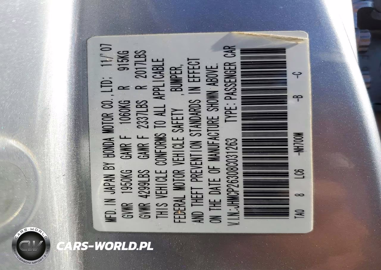 2008 Honda Accord Lx VIN:JHMCP26308C031263 - 13