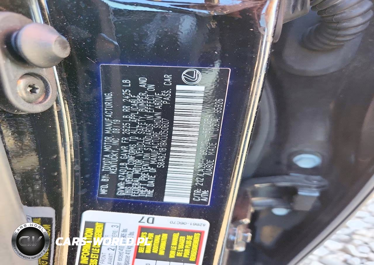 2019 Lexus Es 350 VIN:58ABZ1B18KU050607 - 12