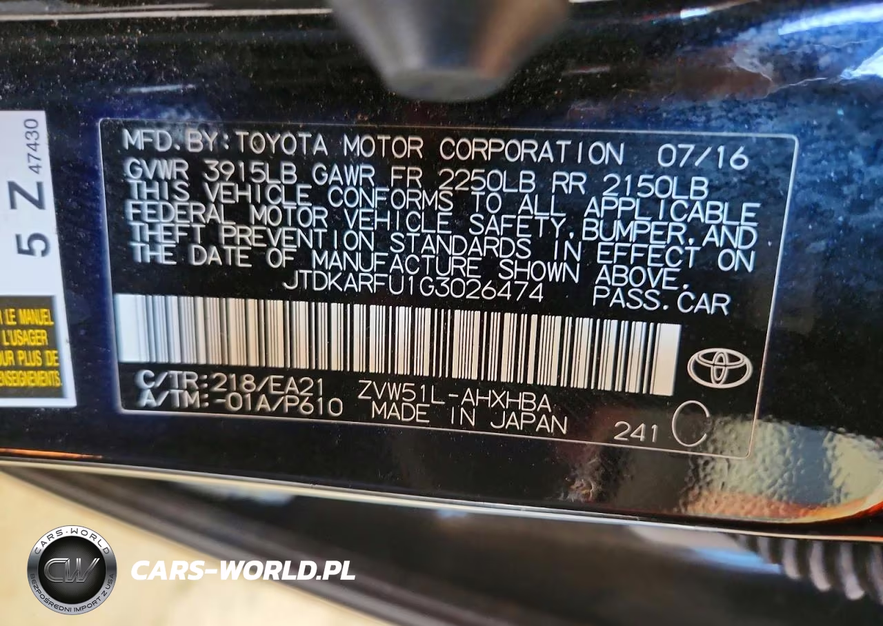 2016 Toyota Prius Three Touring VIN:JTDKARFU1G3026474 - 12