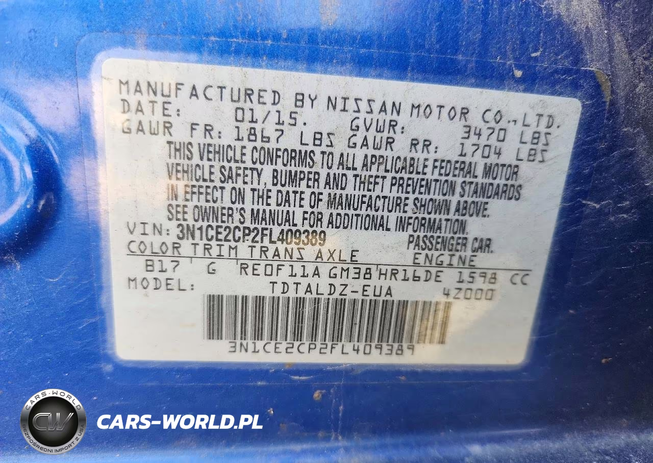 2015 Nissan Versa Note Sv VIN:3N1CE2CP2FL409389 - 12