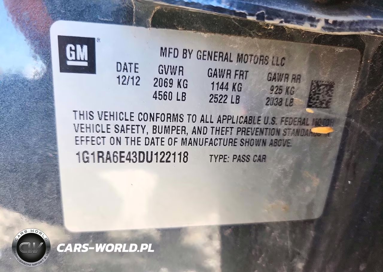 2013 Chevrolet Volt VIN:1G1RA6E43DU122118 - 12