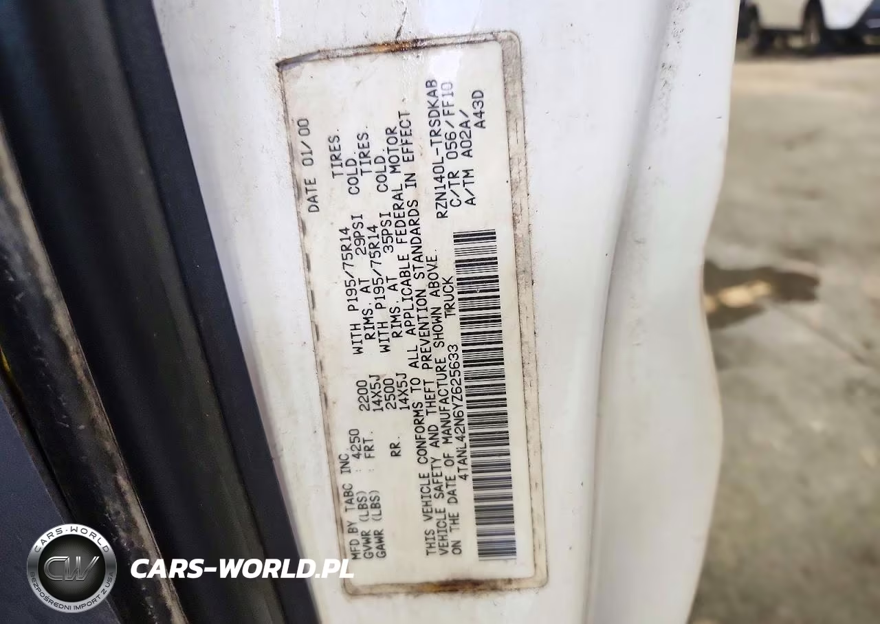 2000 Toyota Tacoma Base VIN:4TANL42N6YZ625633 - 13
