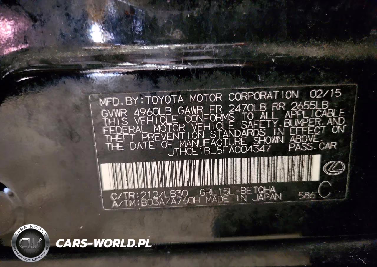 2015 Lexus Gs 350 VIN:JTHCE1BL5FA004347 - 12