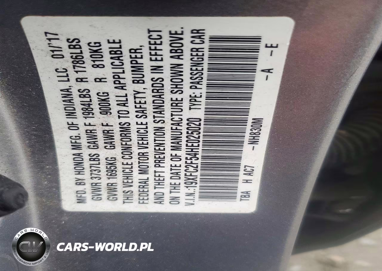2017 Honda Civic Lx VIN:19XFC2F54HE025020 - 12