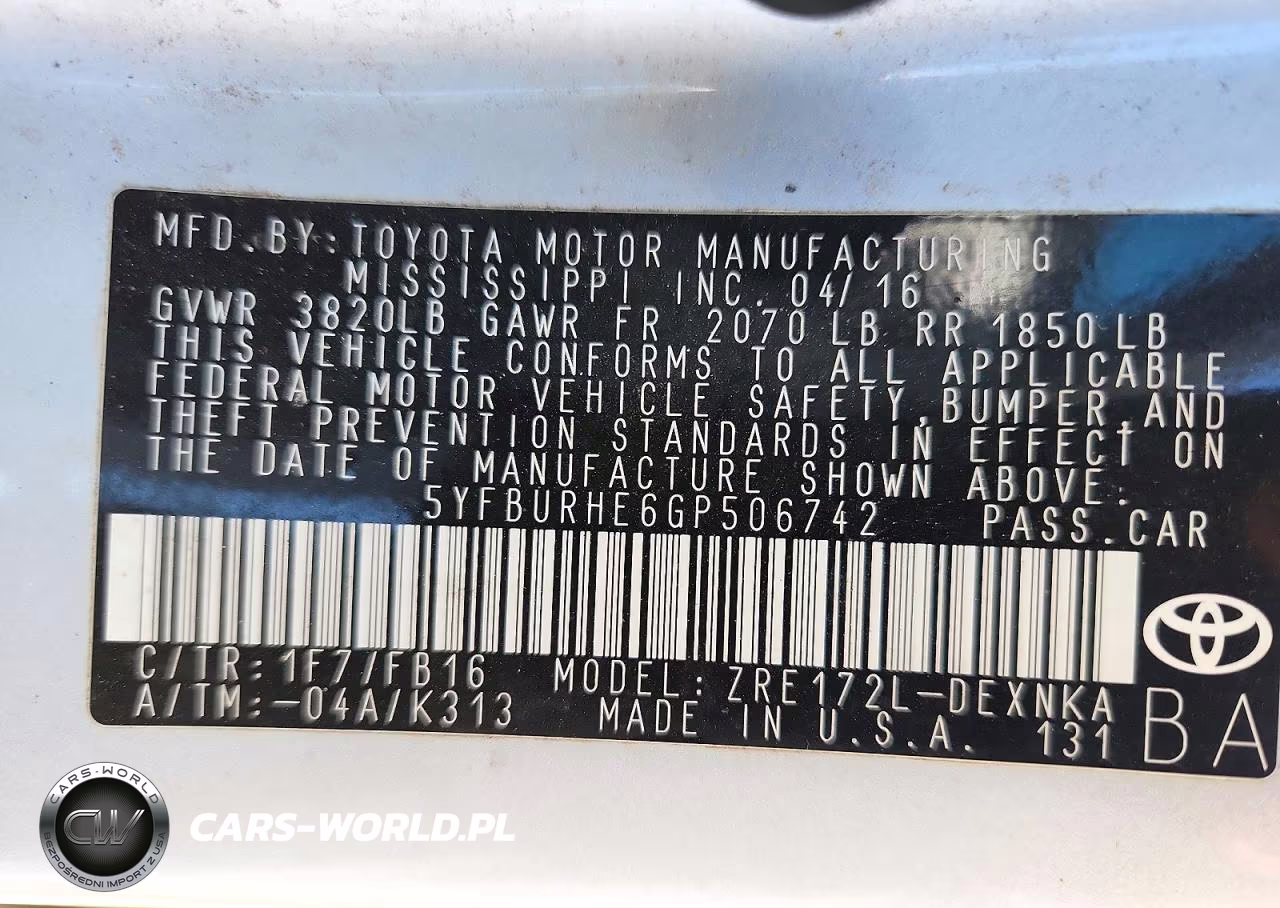 2016 Toyota Corolla Le VIN:5YFBURHE6GP506742 - 13