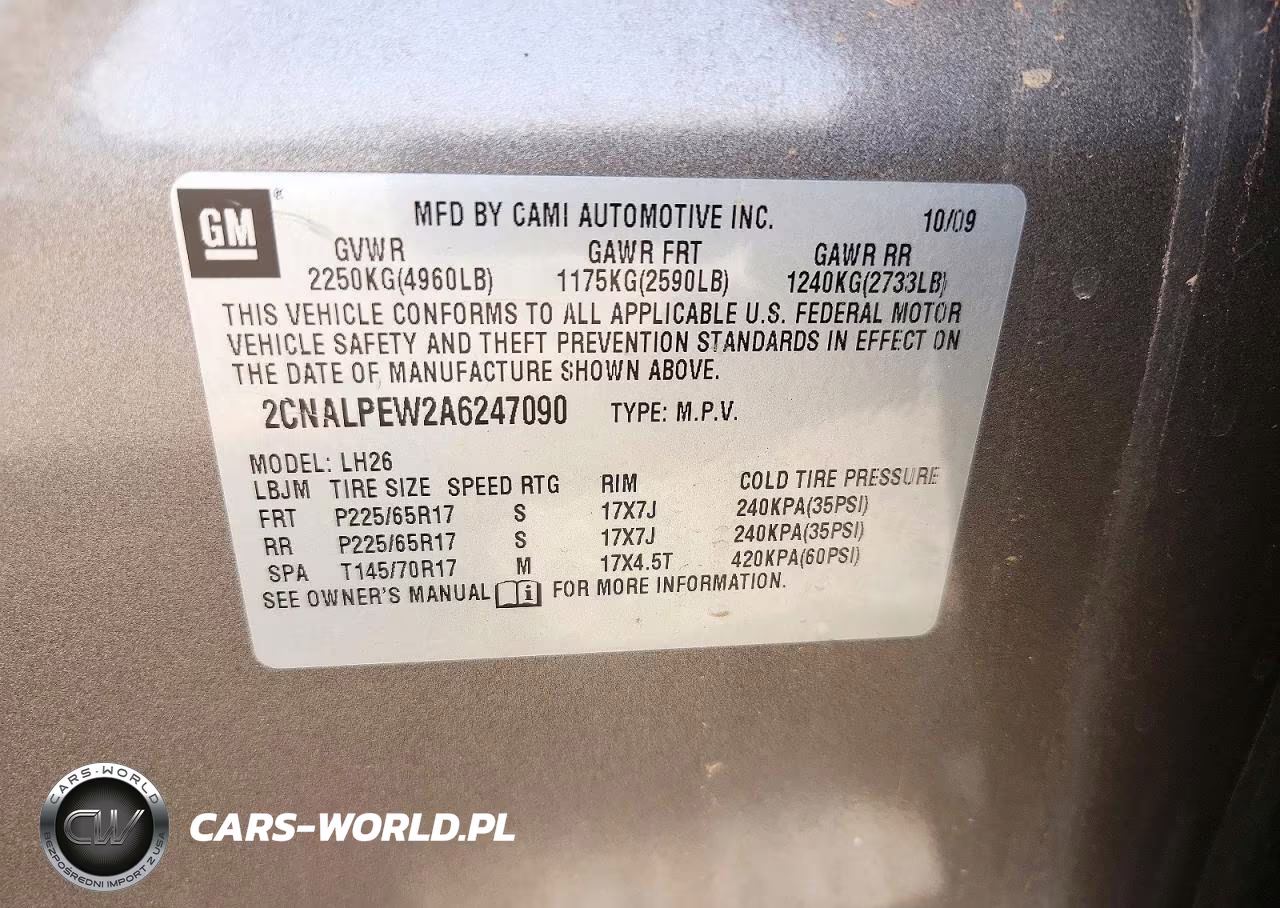 2010 Chevrolet Equinox Lt VIN:2CNALPEW2A6247090 - 13