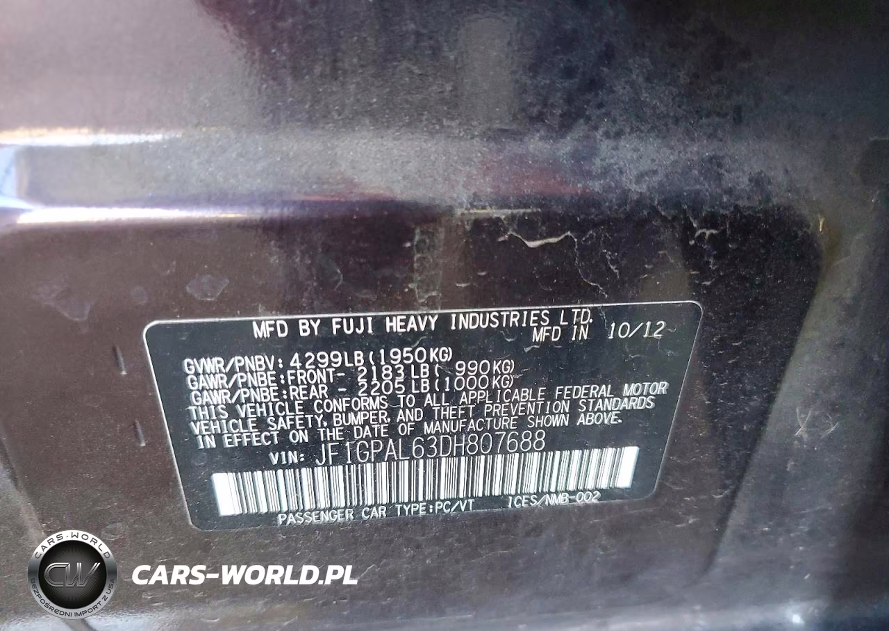 2013 Subaru Impreza Sport Premium VIN:JF1GPAL63DH807688 - 12