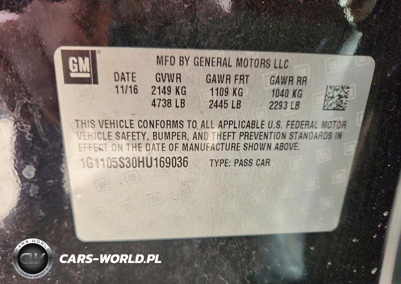 2017 Chevrolet Impala Lt VIN:1G1105S30HU169036 - 12