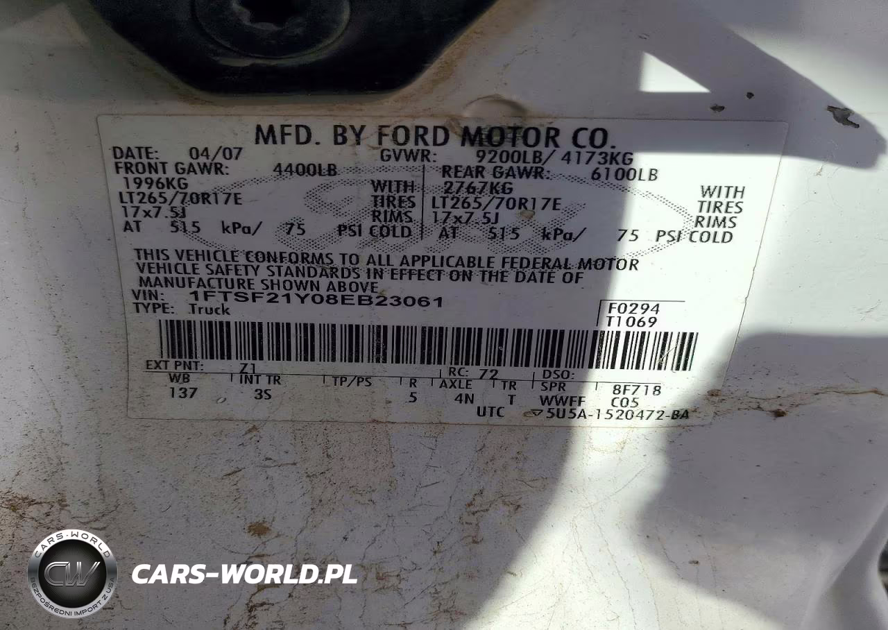 2008 Ford F250 Super Duty VIN:1FTSF21Y08EB23061 - 13