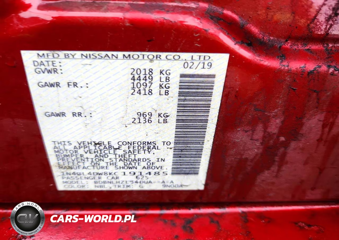 2019 Nissan Altima Sv VIN:1N4BL4DW8KC191485 - 12