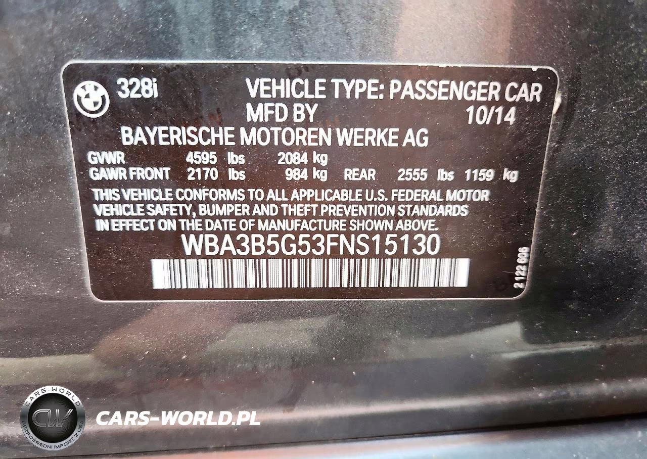 2015 BMW 328 Xi Sulev VIN:WBA3B5G53FNS15130 - 12