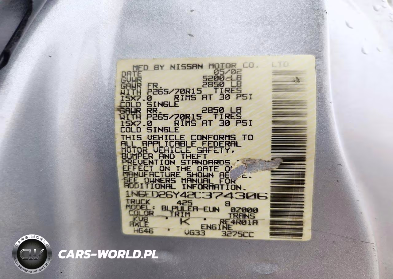 2002 Nissan Frontier Xe-V6 VIN:1N6ED26Y42C374306 - 12