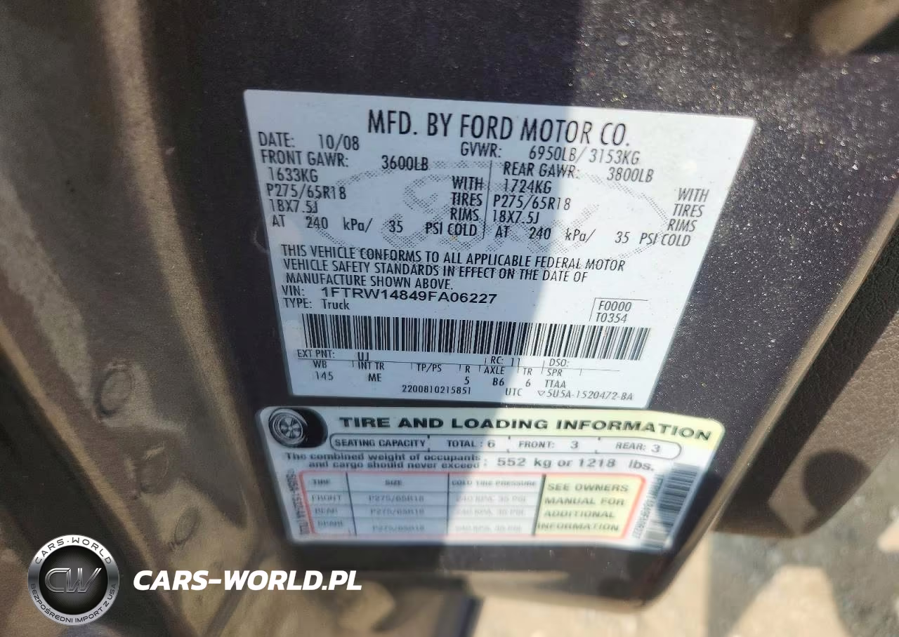 2009 Ford F150 Supercrew VIN:1FTRW14849FA06227 - 12
