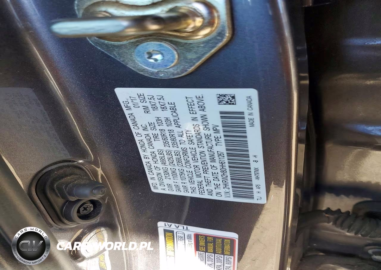 2017 Honda Cr-V Exl VIN:2HKRW2H80HH611267 - 12
