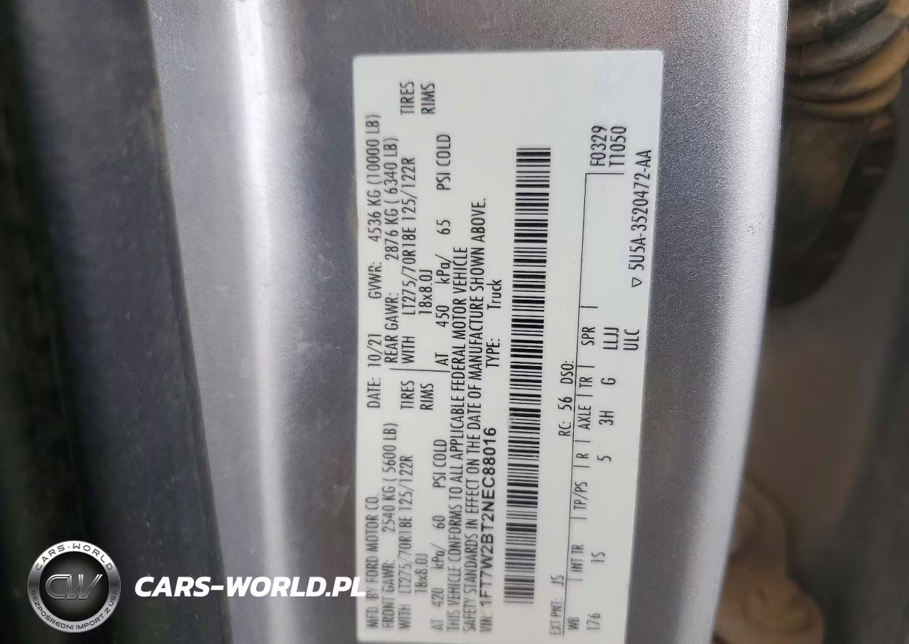 2022 Ford F250 Super Duty VIN:1FT7W2BT2NEC88016 - 12
