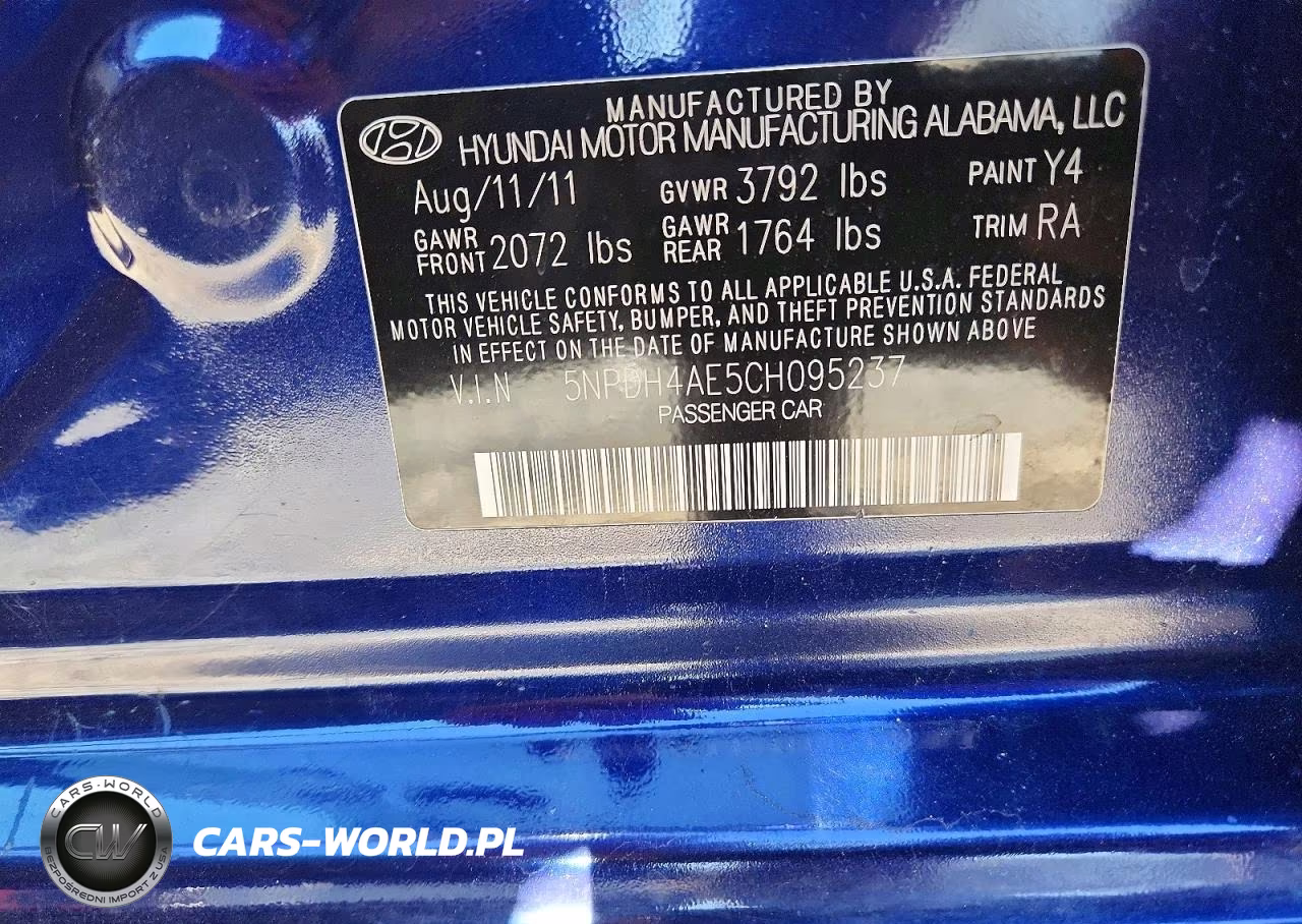 2012 Hyundai Elantra Limited VIN:5NPDH4AE5CH095237 - 12