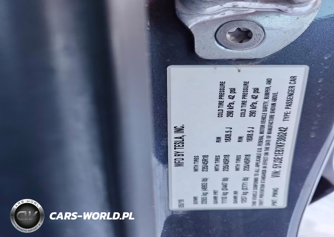 2019 Tesla Model 3 VIN:5YJ3E1EB7KF386242 - 12