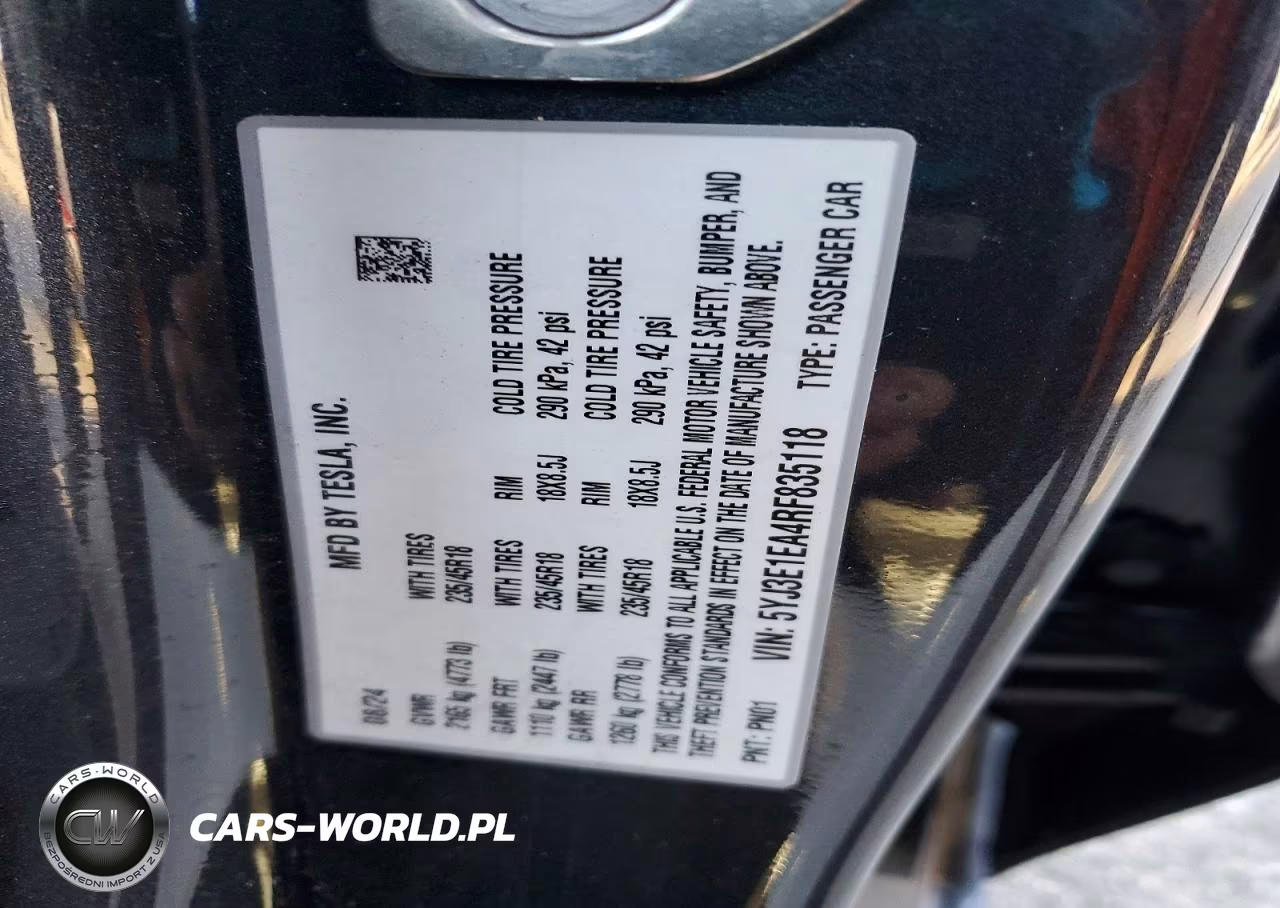 2024 Tesla Model 3 VIN:5YJ3E1EA4RF835118 - 12