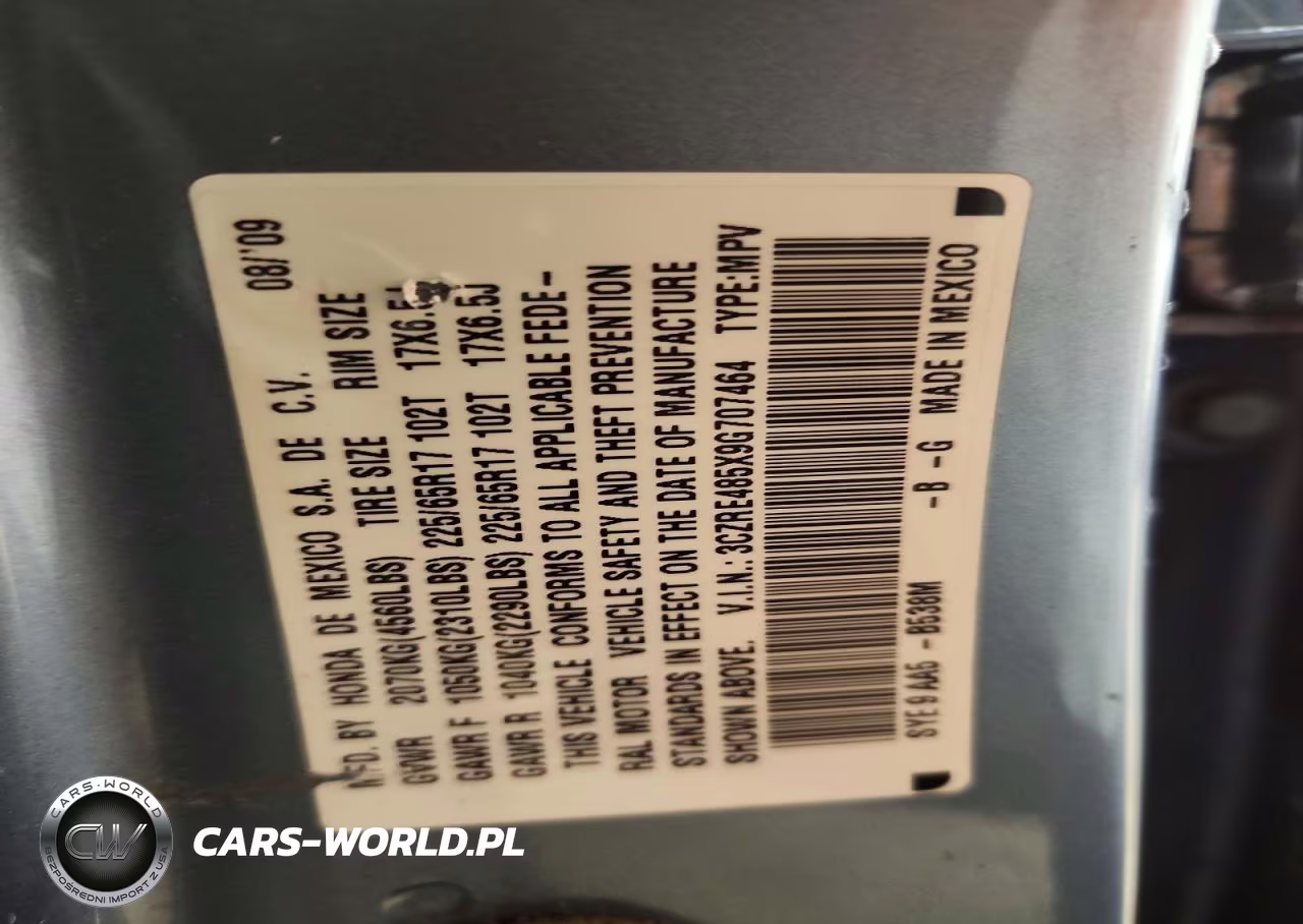 2009 Honda Cr-V Ex VIN:3CZRE485X9G707464 - 13