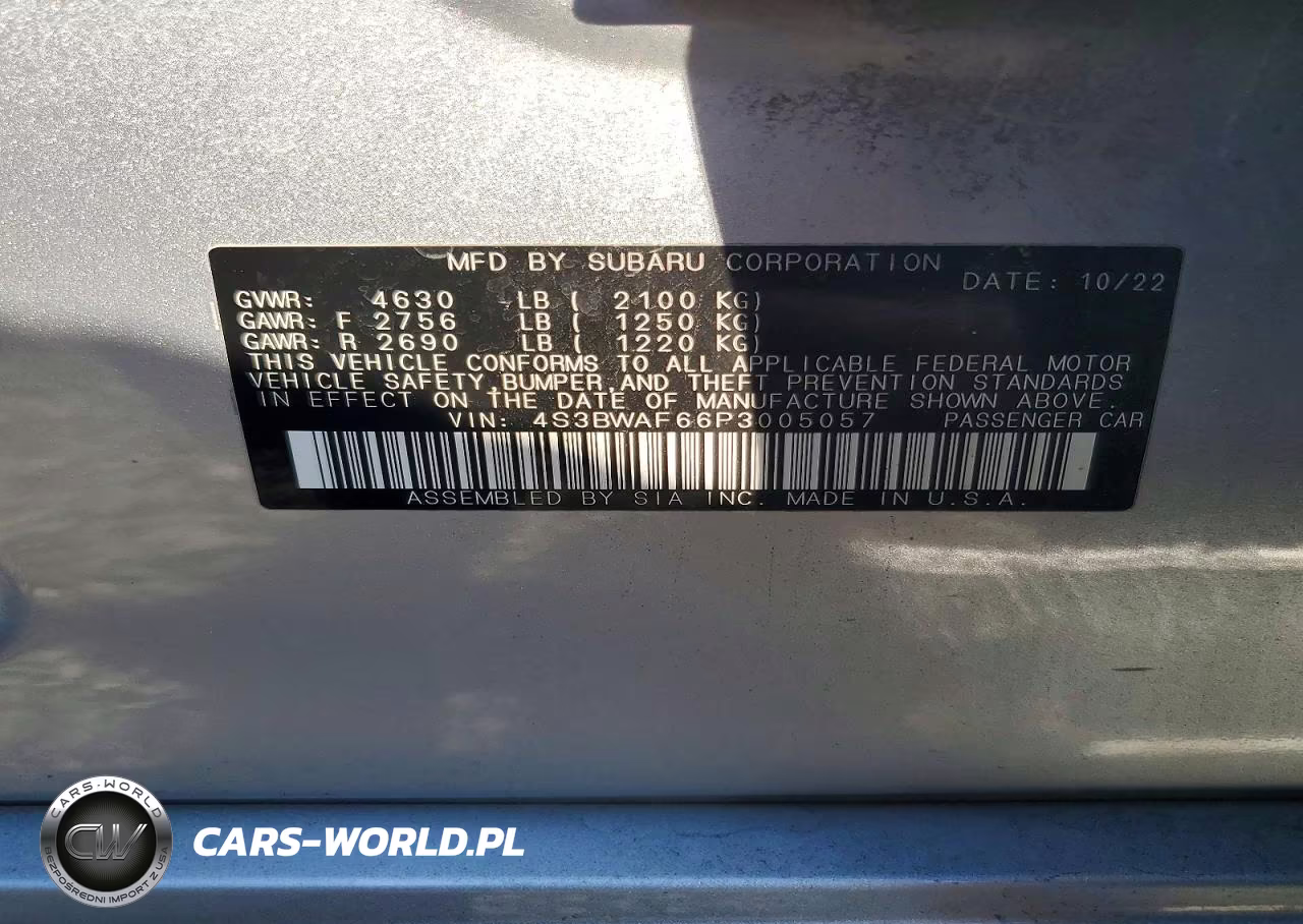 2023 Subaru Legacy Premium VIN:4S3BWAF66P3005057 - 12
