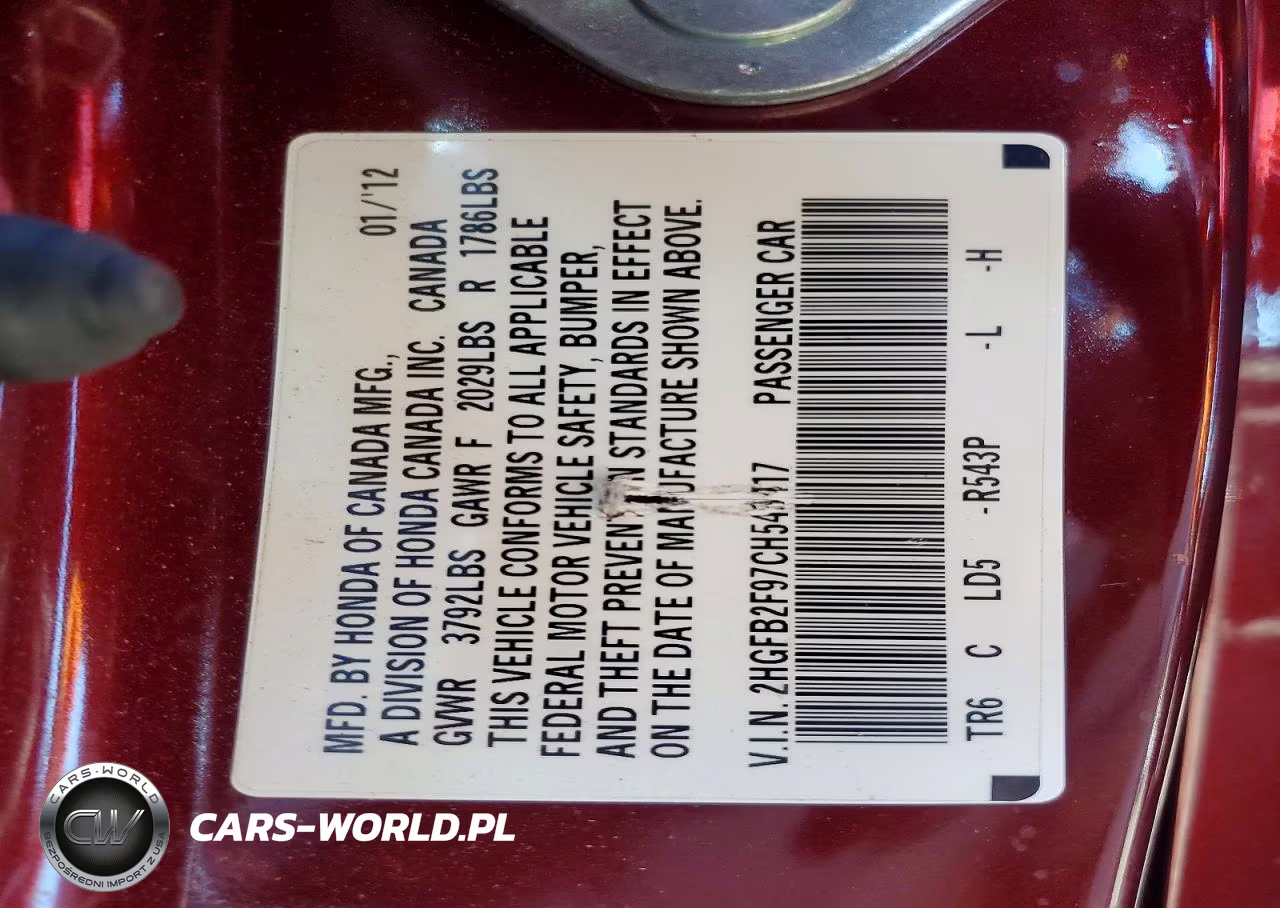 2012 Honda Civic Exl VIN:2HGFB2F97CH543417 - 13