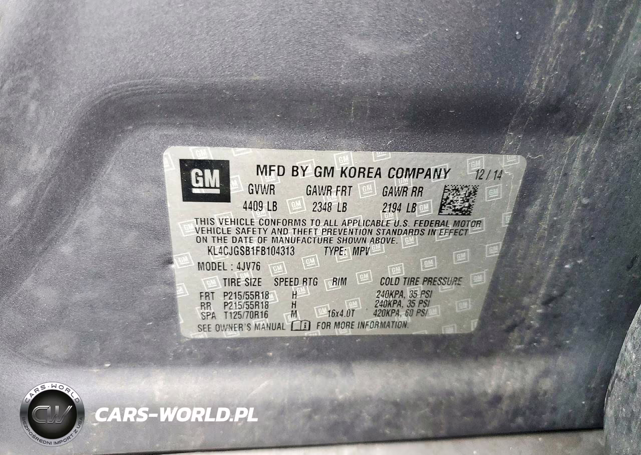 2015 Buick Encore VIN:KL4CJGSB1FB104313 - 13