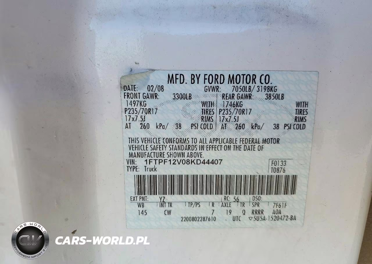2008 Ford F150 VIN:1FTPF12V08KD44407 - 12
